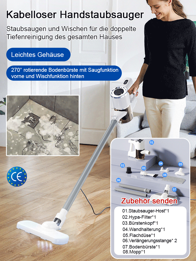 Kabelloser, leistungsstarker tragbarer Staubsauger