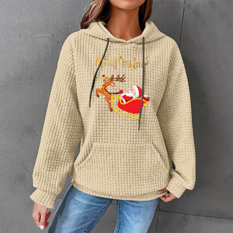 Women's Printed Casual Loose Hooded Sweatshirt