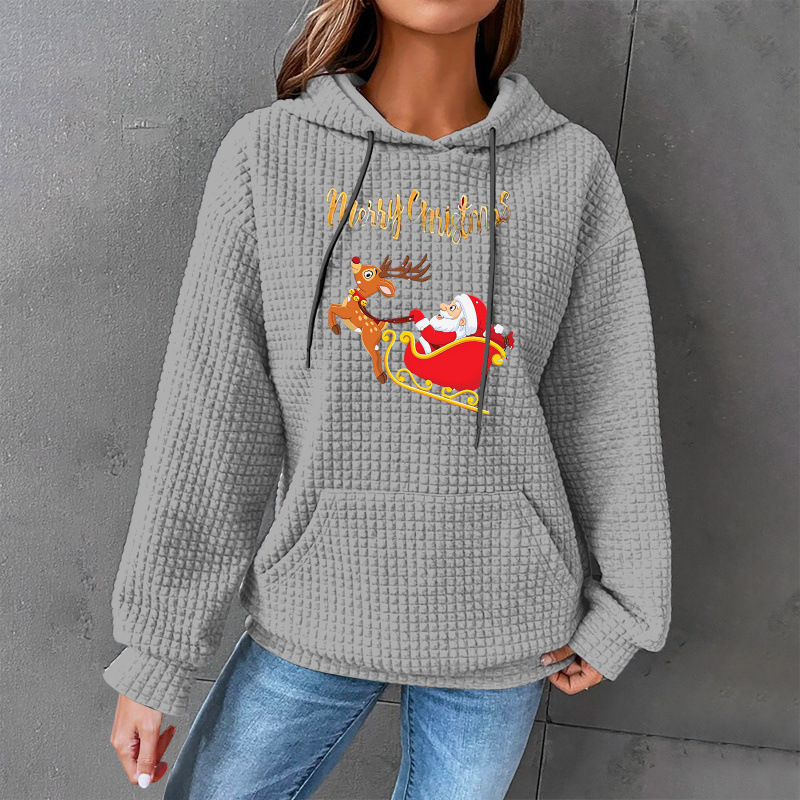 Women's Printed Casual Loose Hooded Sweatshirt