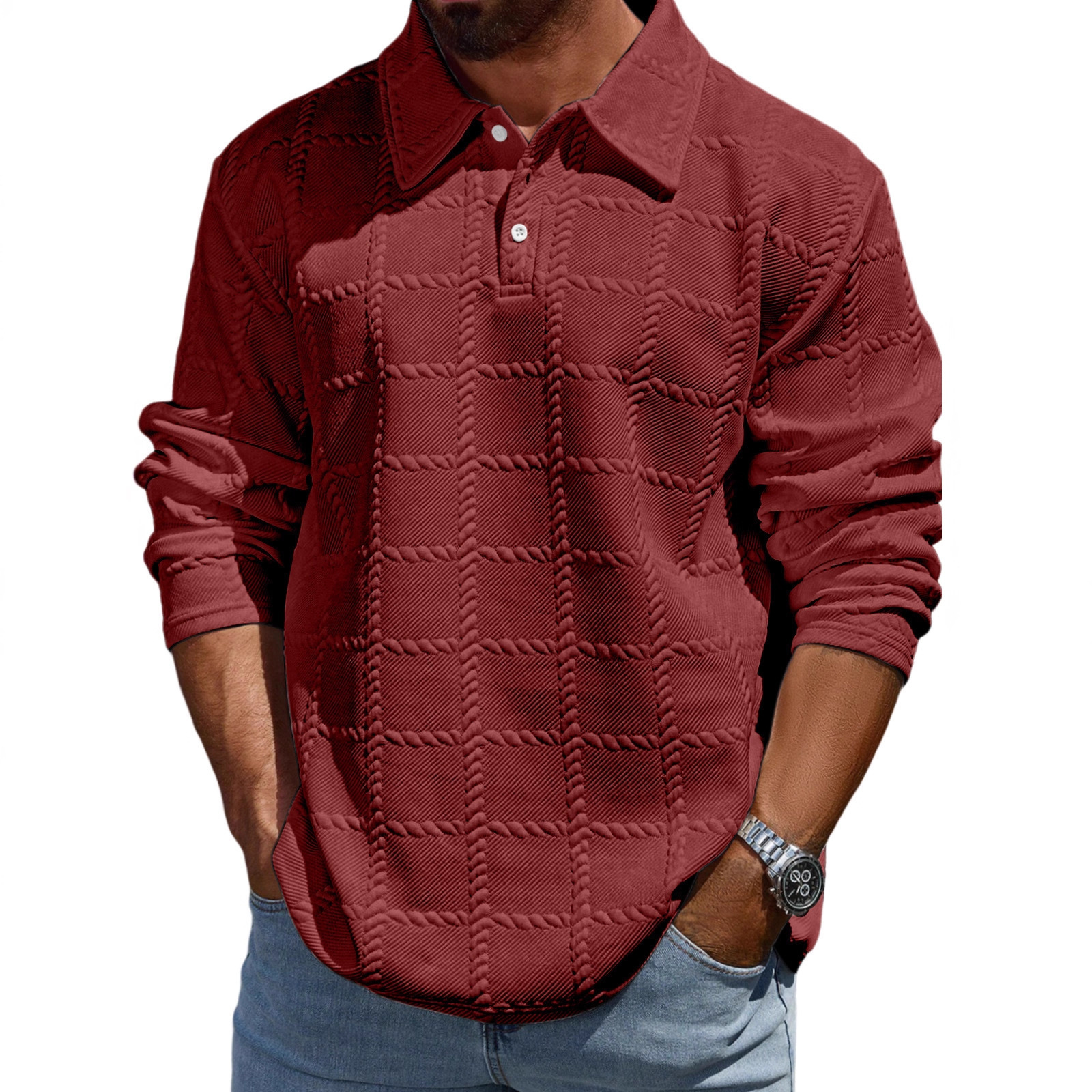 Men's Simple Casual Loose Long-Sleeve T-Shirt