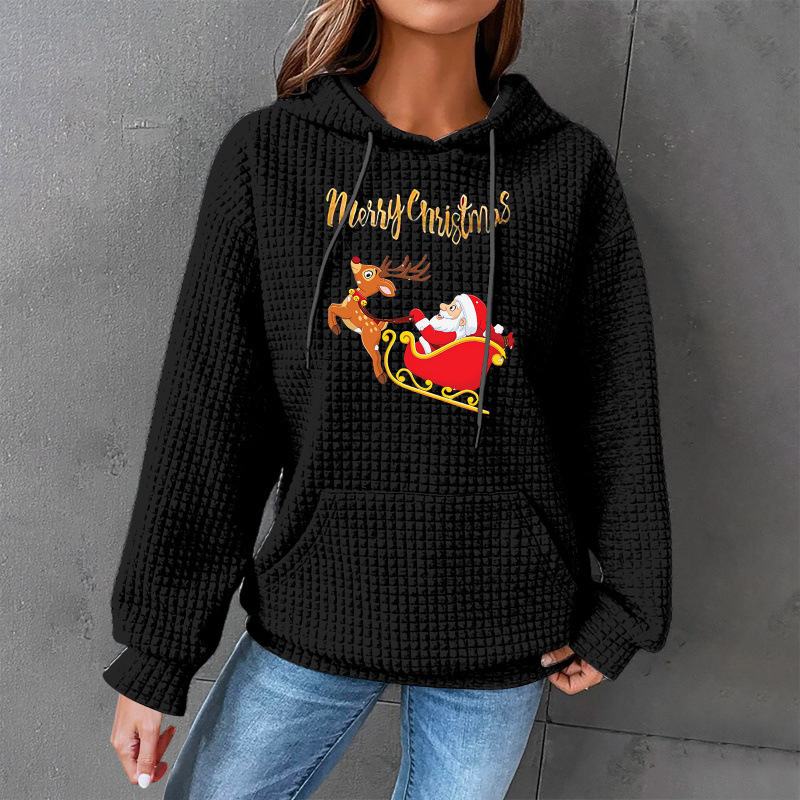 Women's Printed Casual Loose Hooded Sweatshirt