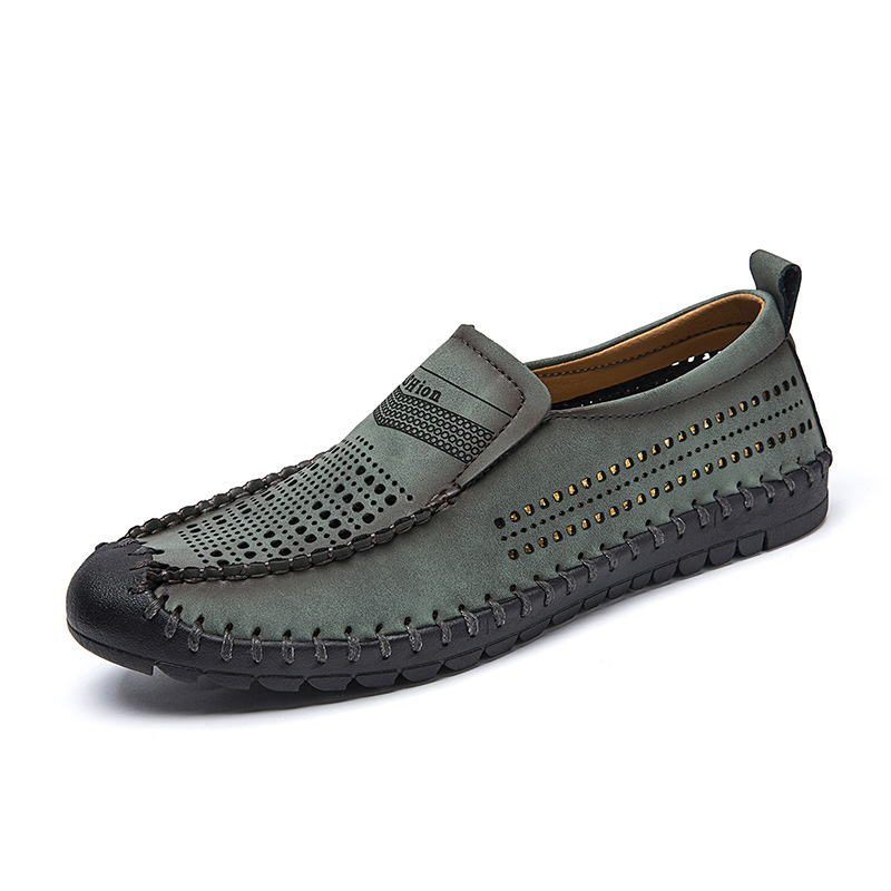 Men's leather comfortable breathable soft sole slip-on loafers