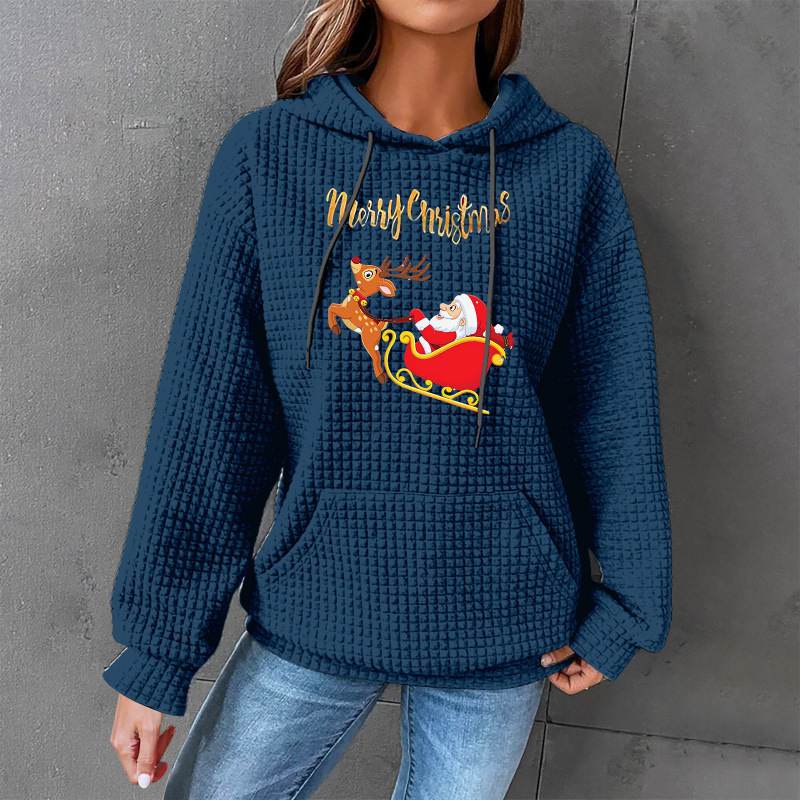 Women's Printed Casual Loose Hooded Sweatshirt