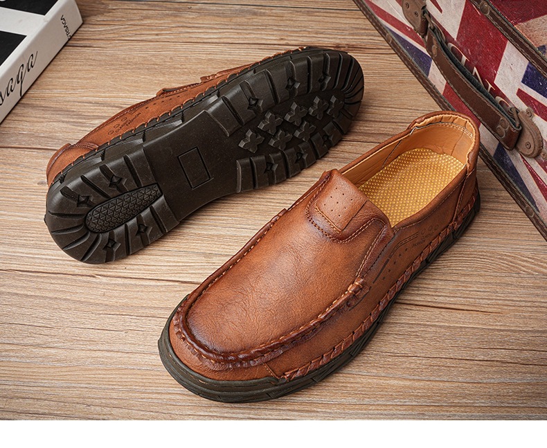 Last day for 50% off 🔥⏱️Christmas sale⏱️🔥Men's genuine leather hand-sewn slip-on loafers
