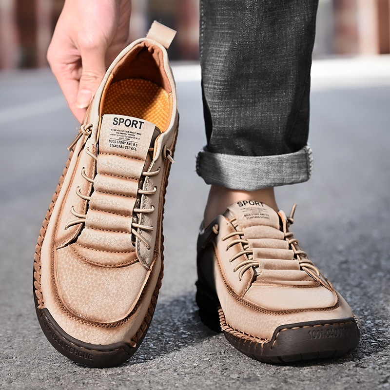 MEN'S LOW-TOP SOFT-SOLED LEATHER SLIP-ON SHOES