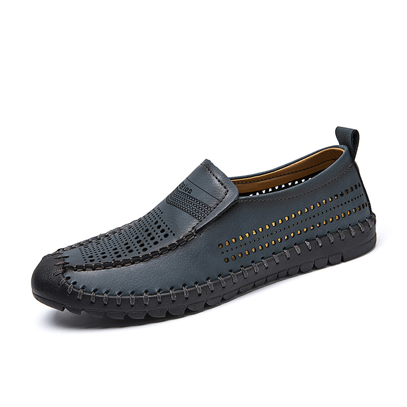Men's leather comfortable breathable soft sole slip-on loafers