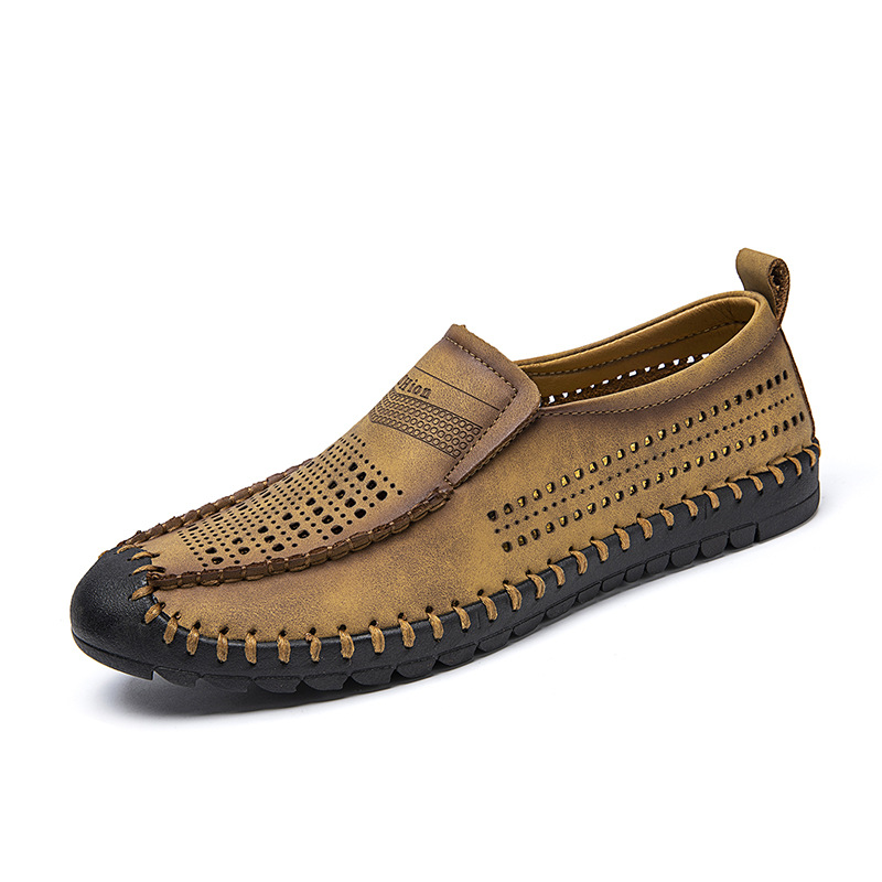 Men's leather comfortable breathable soft sole slip-on loafers