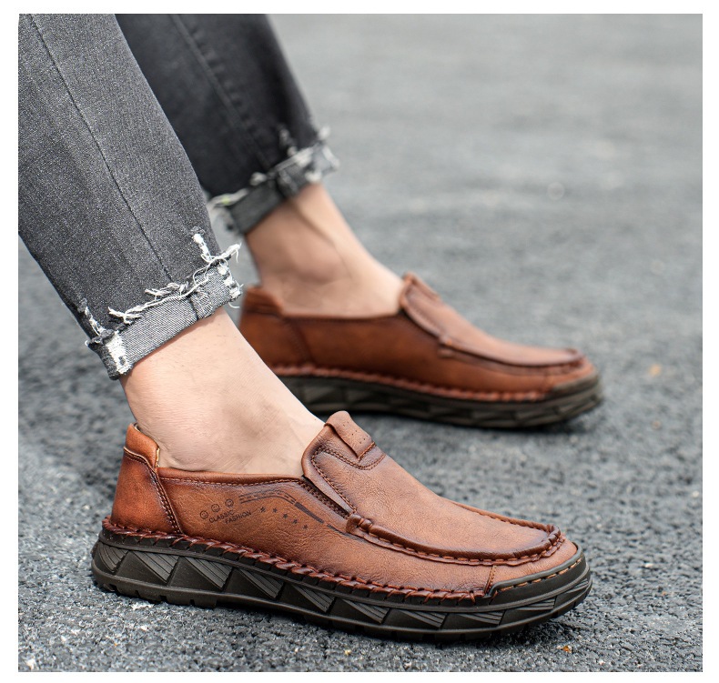 Last day for 50% off 🔥⏱️Christmas sale⏱️🔥Men's genuine leather hand-sewn slip-on loafers