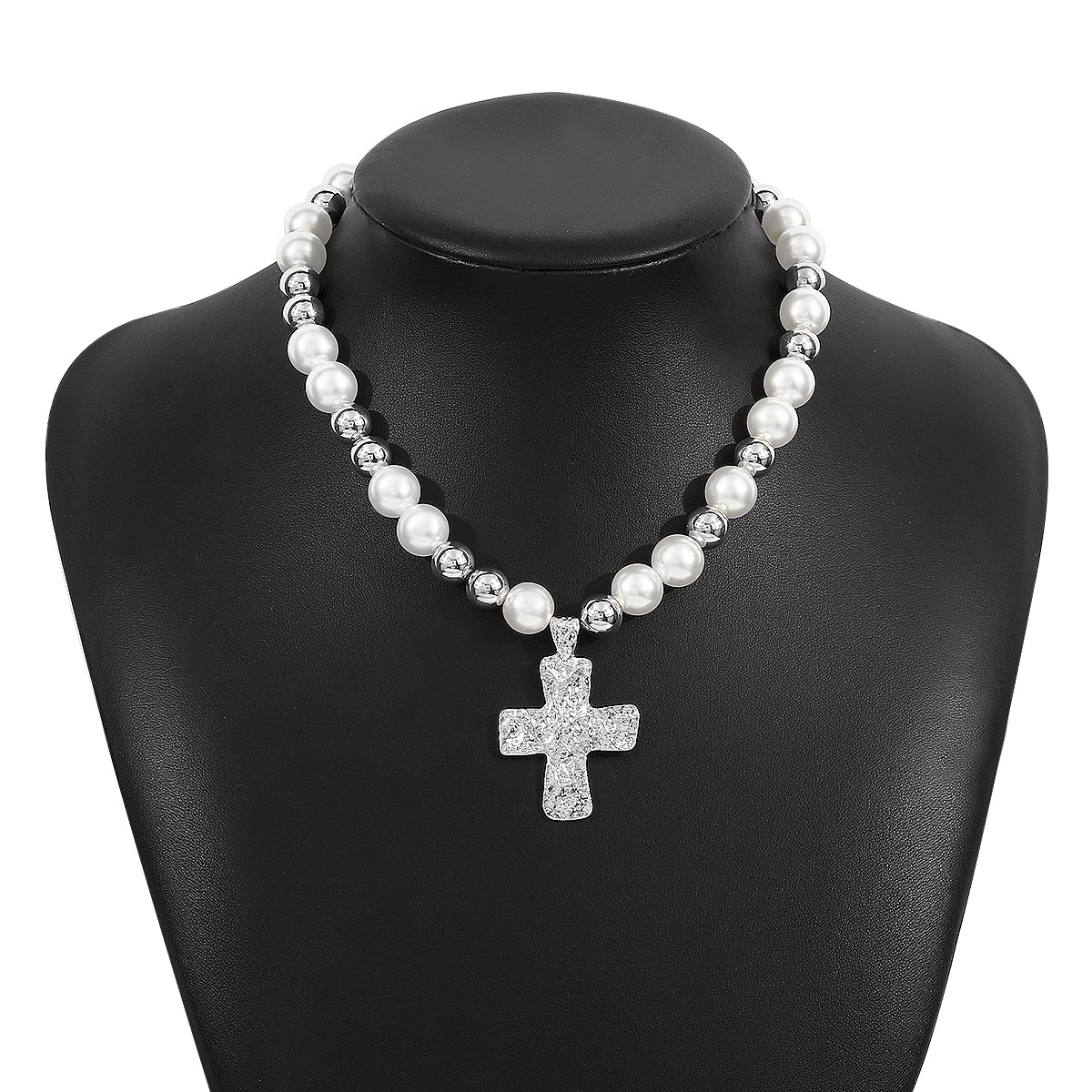 Natural rare pearl splicing cross clavicle chain