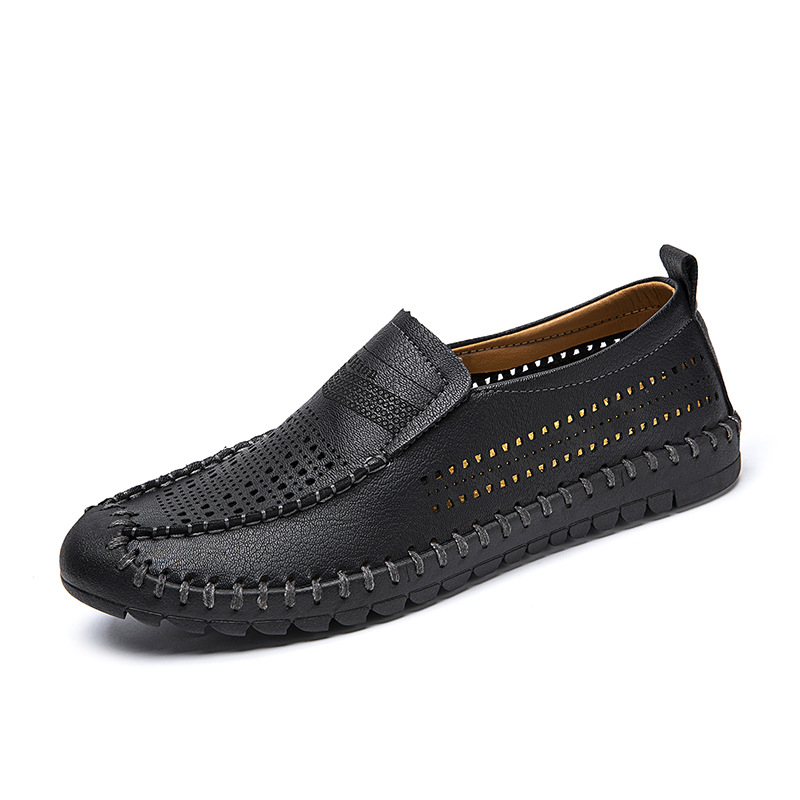 Men's leather comfortable breathable soft sole slip-on loafers