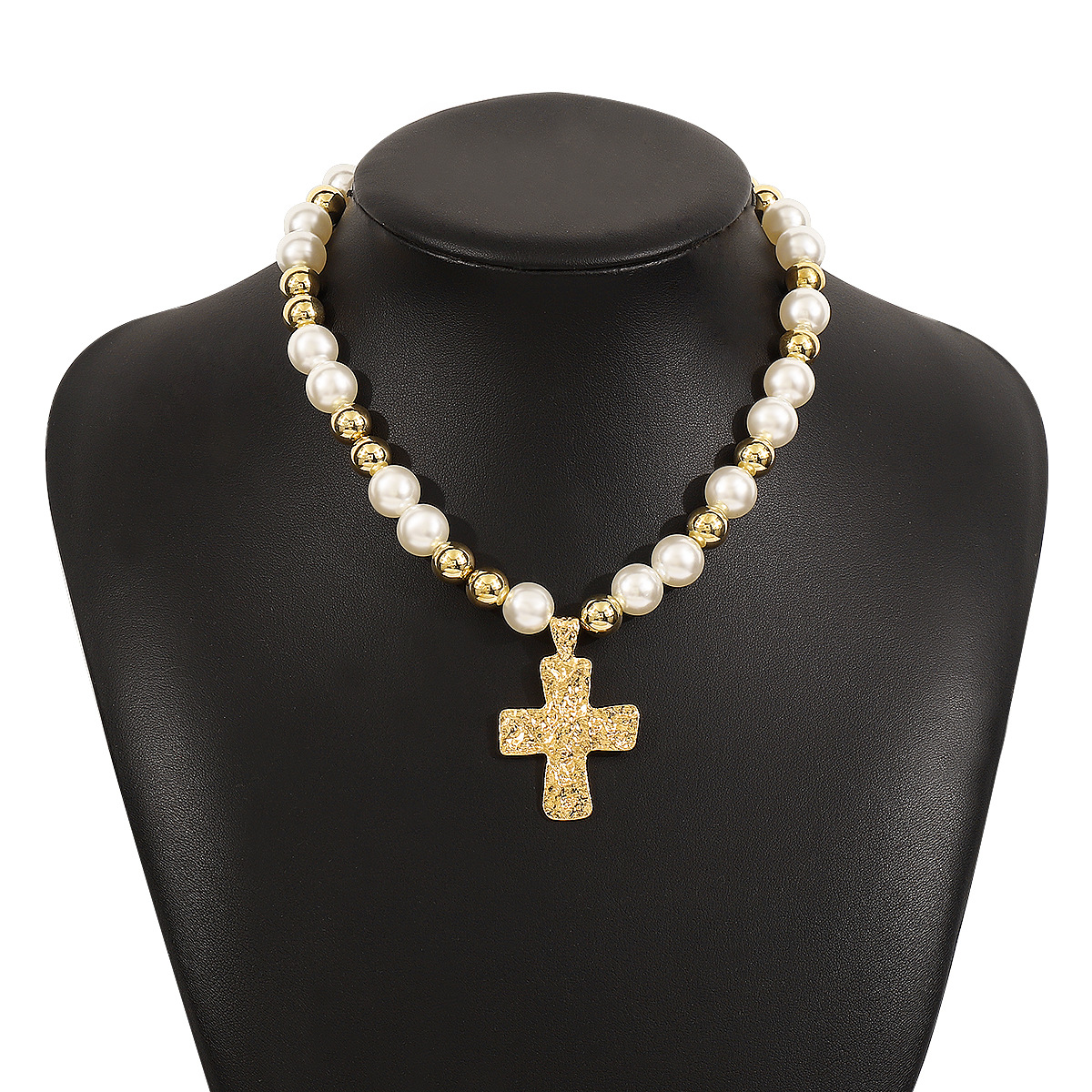 Natural rare pearl splicing cross clavicle chain
