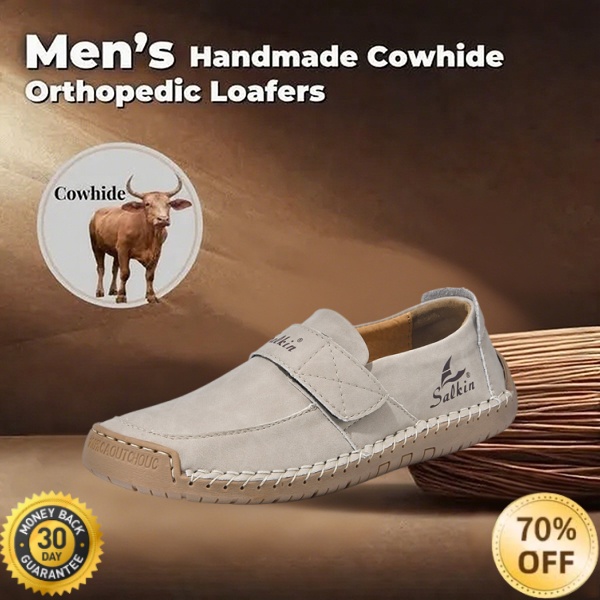 🐂 Men's Calfskin Casual Shoes 👞 Hand-sewn, slip-on design, easy to put on and take off ✅ Arch support - relieve pain and walk comfortably all day