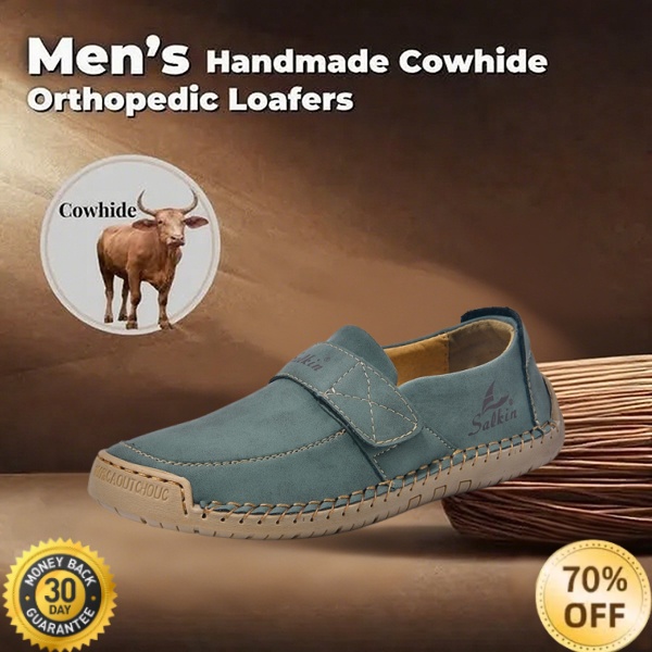 🐂 Men's Calfskin Casual Shoes 👞 Hand-sewn, slip-on design, easy to put on and take off ✅ Arch support - relieve pain and walk comfortably all day