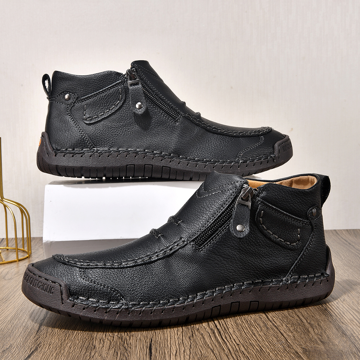 ⏰ Limited-Time 70% OFF – Men’s Handmade Leather Driving Boots | Wide Toe, Arch Support, Waterproof, Pressure Relief, Non-Slip Comfort for Everyday & Travel