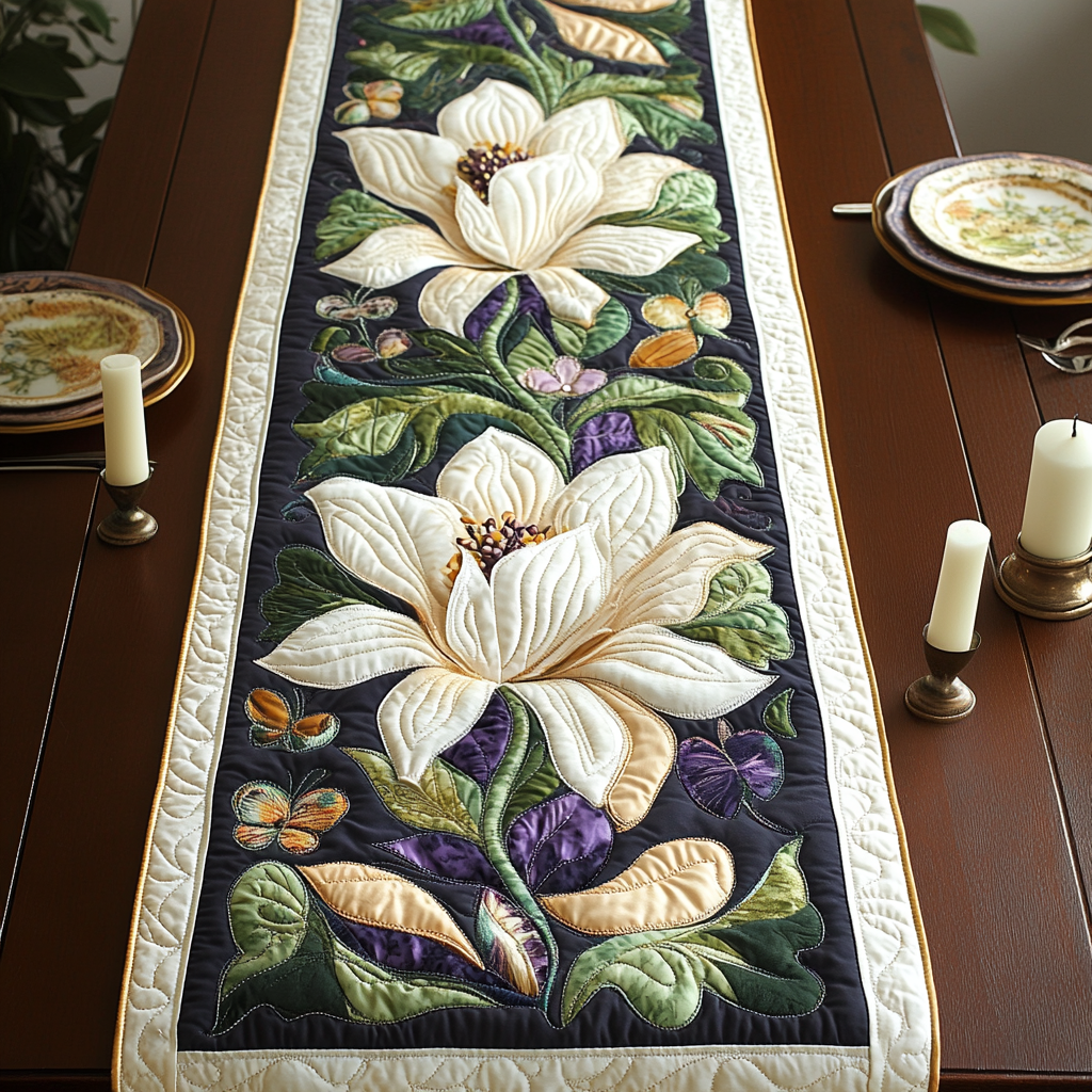 Floral Elegance Quilted Table Runner NCU0VH2464