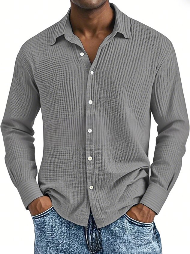 Findbestes® Basic Beach Vacation Casual Fashion Men's Long Sleeved Jacquard Shirt Breathable And Comfortable Hawaiian Camping Long Sleeved Shirt Big Tall