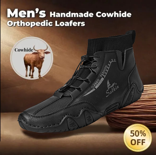 Last day 50% off 🔥⏱️Christmas sale⏱️🔥Men's genuine calfskin high-top Martin boots