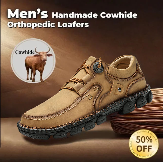 (⏰LAST DAY-50% OFF🛒)Men's Handmade Leather Orthopedic Shoes Durable Non-slip Anti-puncture Hiking Shoes