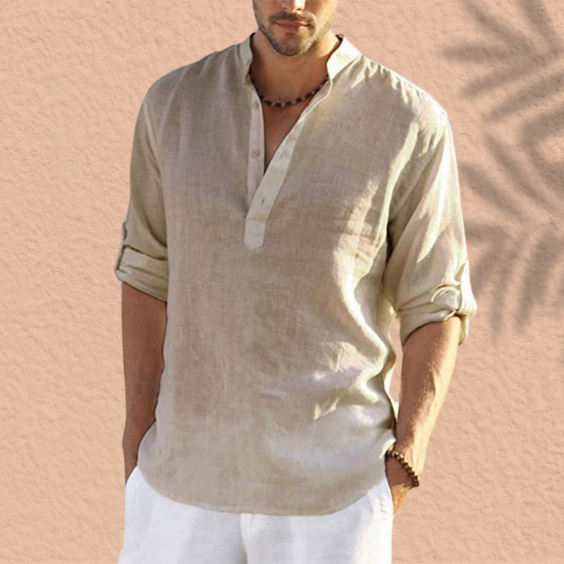 Abdeslam - Lässiges Langarmhemd Aus Leinen