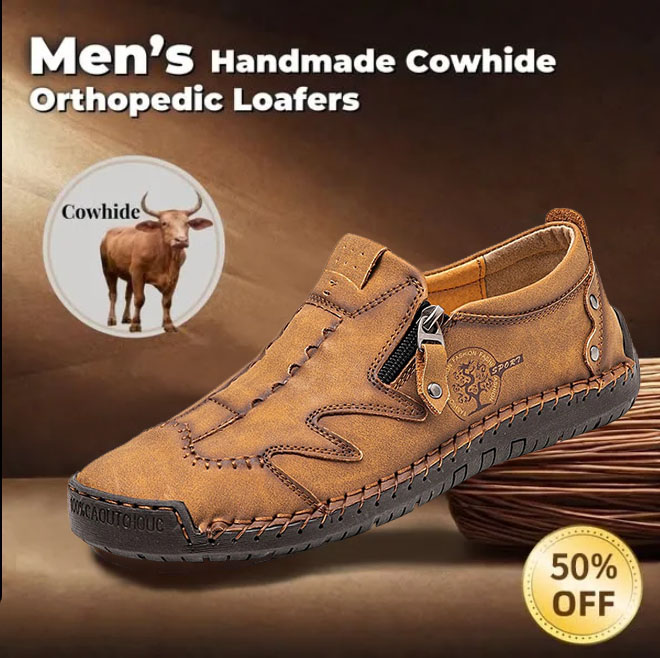 Last day for 50% off! 🔥⏱️ Christmas Sale ⏱️🔥 Men's side-zip, hand-stitched casual shoes