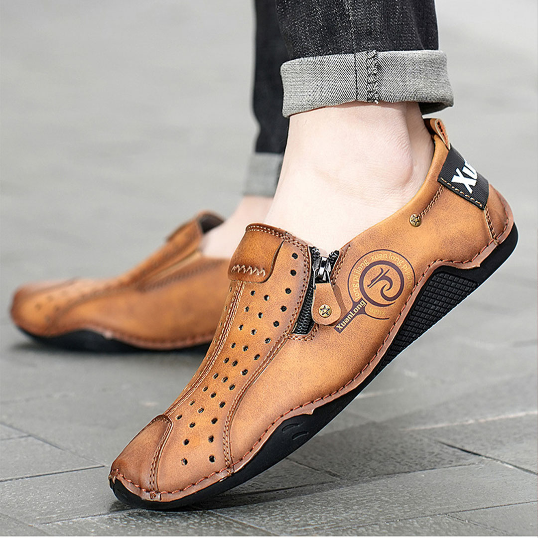 Last day 50% off 🔥⏱️Christmas sale⏱️🔥Men's genuine calfskin side zipper slip-ons