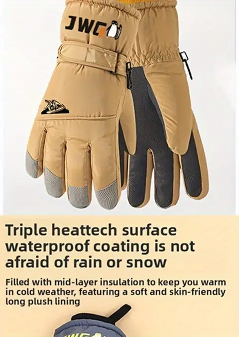 winter skihandschoenen voor heren, warme sneeuwhandschoenen, dik voor buitensporten,   tegen regen en sneeuw, gemakkelijk schoon te maken, hoogwaardige skispullen, pluche, koubestendig Productgegevens 9