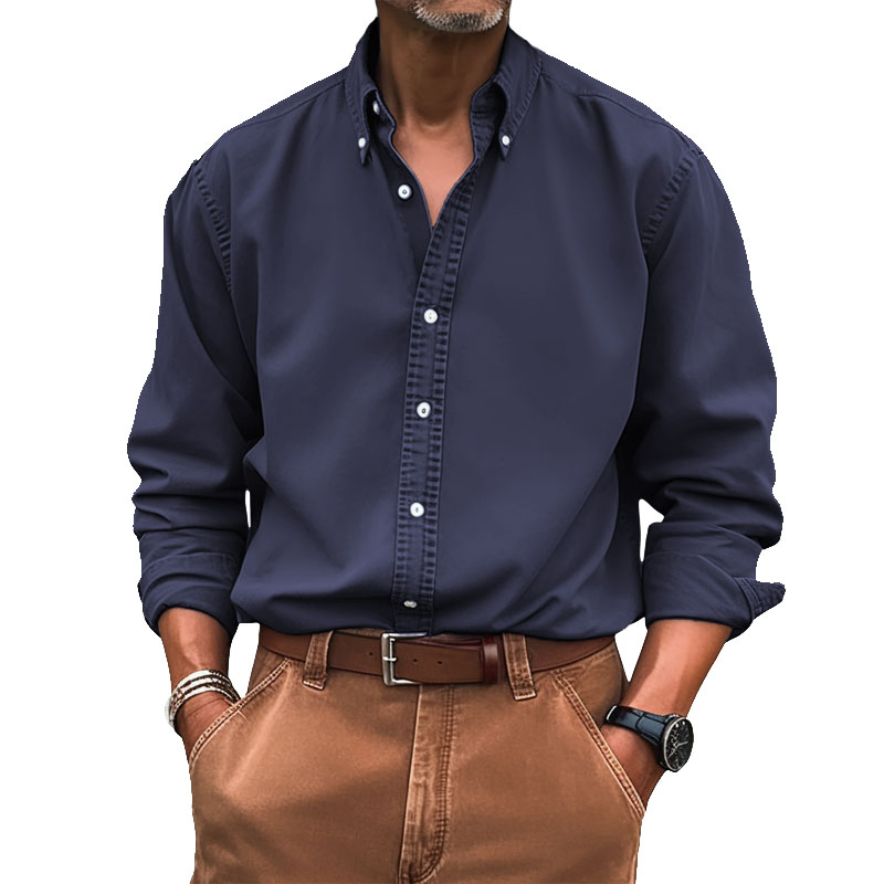 Men's Vintage Premium Washed Long Sleeve Shirt