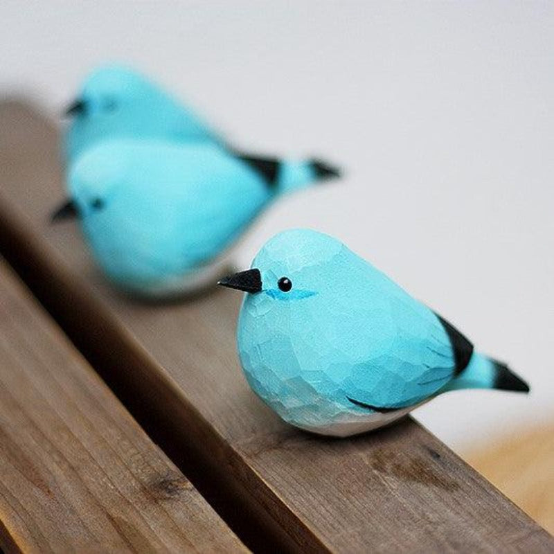 Hand-Carved Mountain Bluebird Figurines - Wooden Bird Decor for Home & Gifts