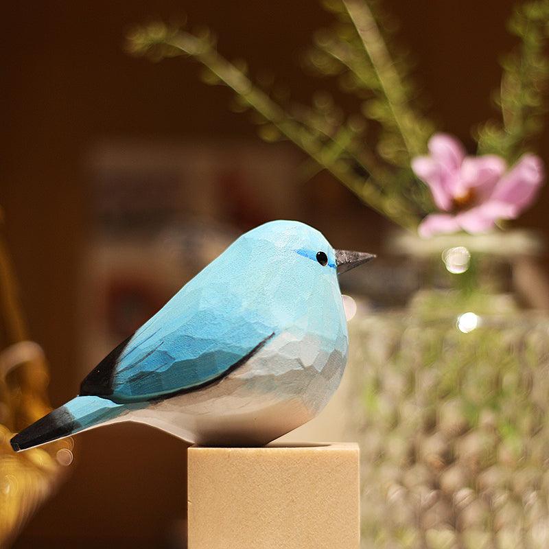 Hand-Carved Mountain Bluebird Figurines - Wooden Bird Decor for Home & Gifts