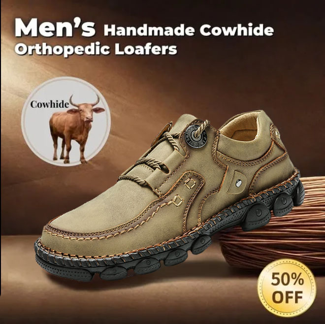 (⏰LAST DAY-50% OFF🛒)Men's Handmade Leather Orthopedic Shoes Durable Non-slip Anti-puncture Hiking Shoes