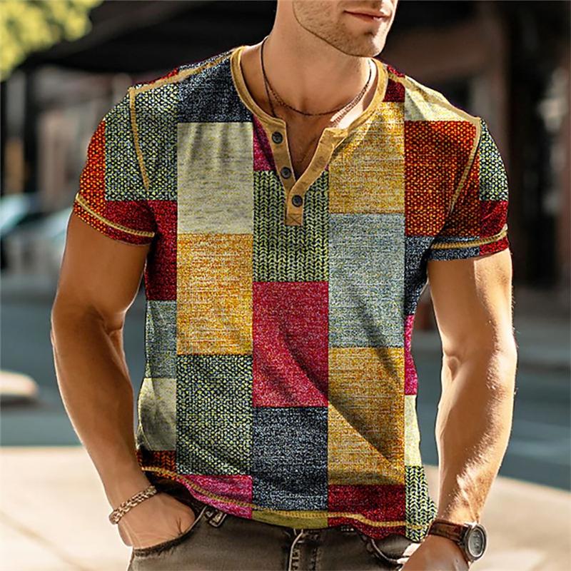 Men's Retro Casual Button Short Sleeve T-Shirt