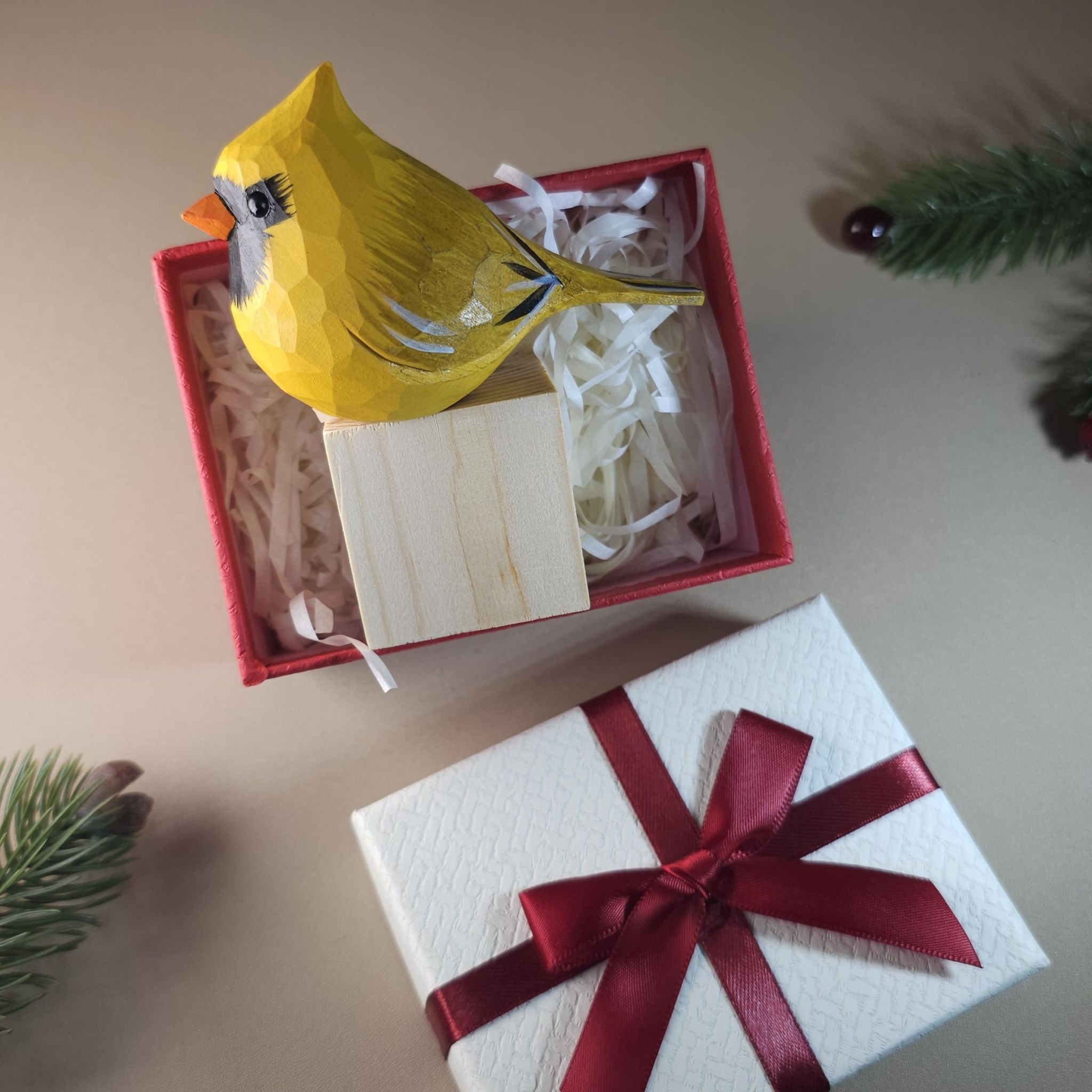 Bird Figurine comes with wooden stand and gift box packaging