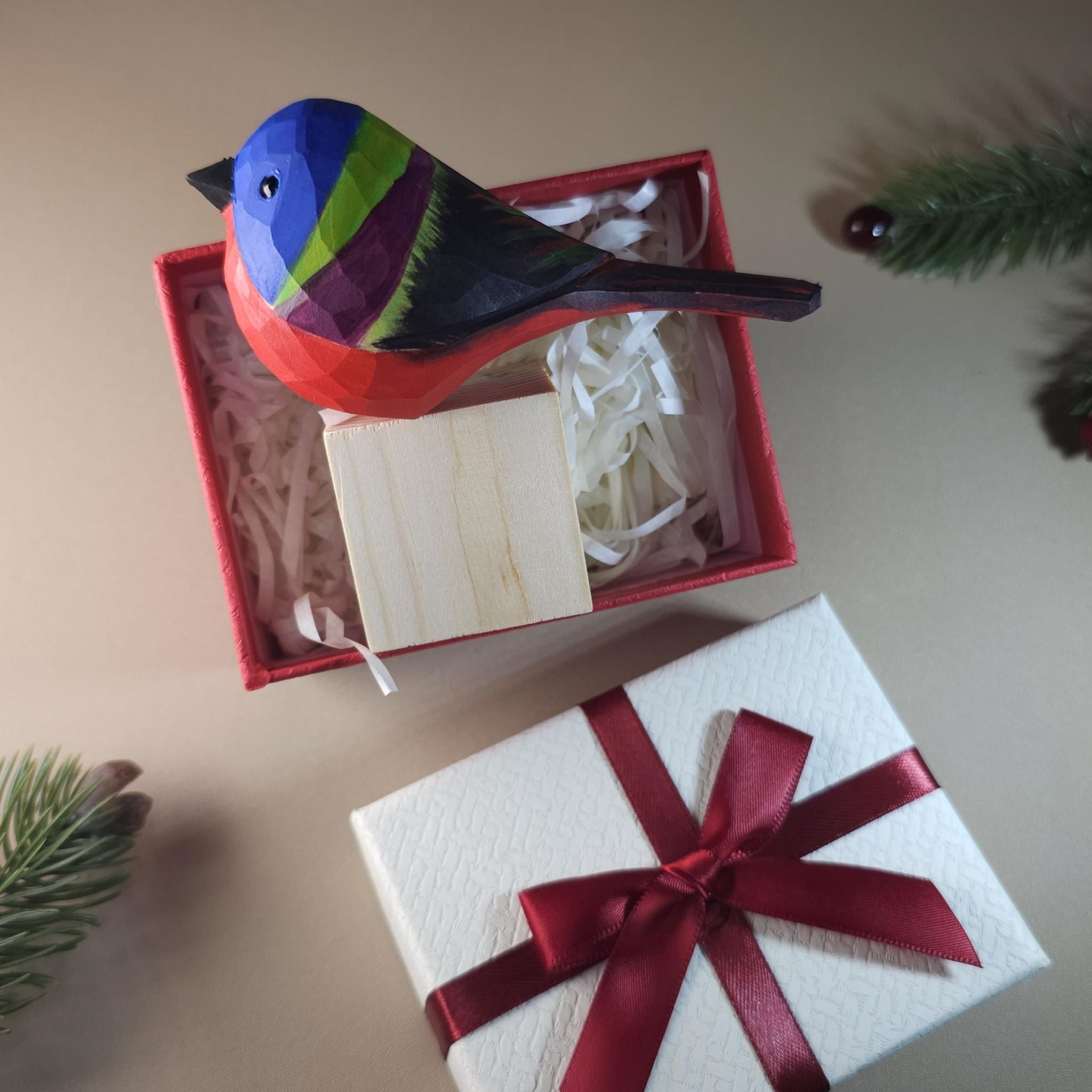 Bird Figurine comes with wooden stand and gift box packaging