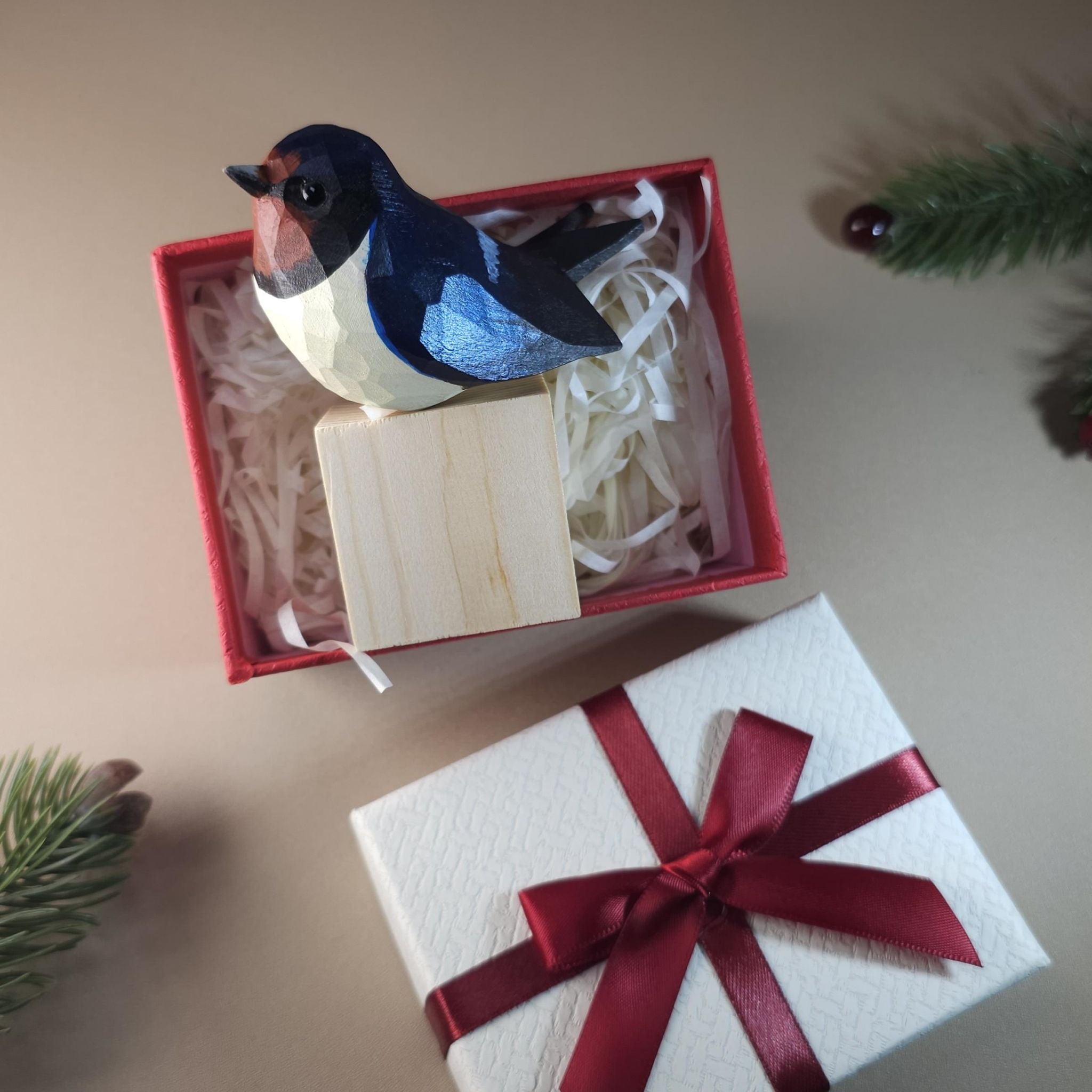 Bird Figurine comes with wooden stand and gift box packaging
