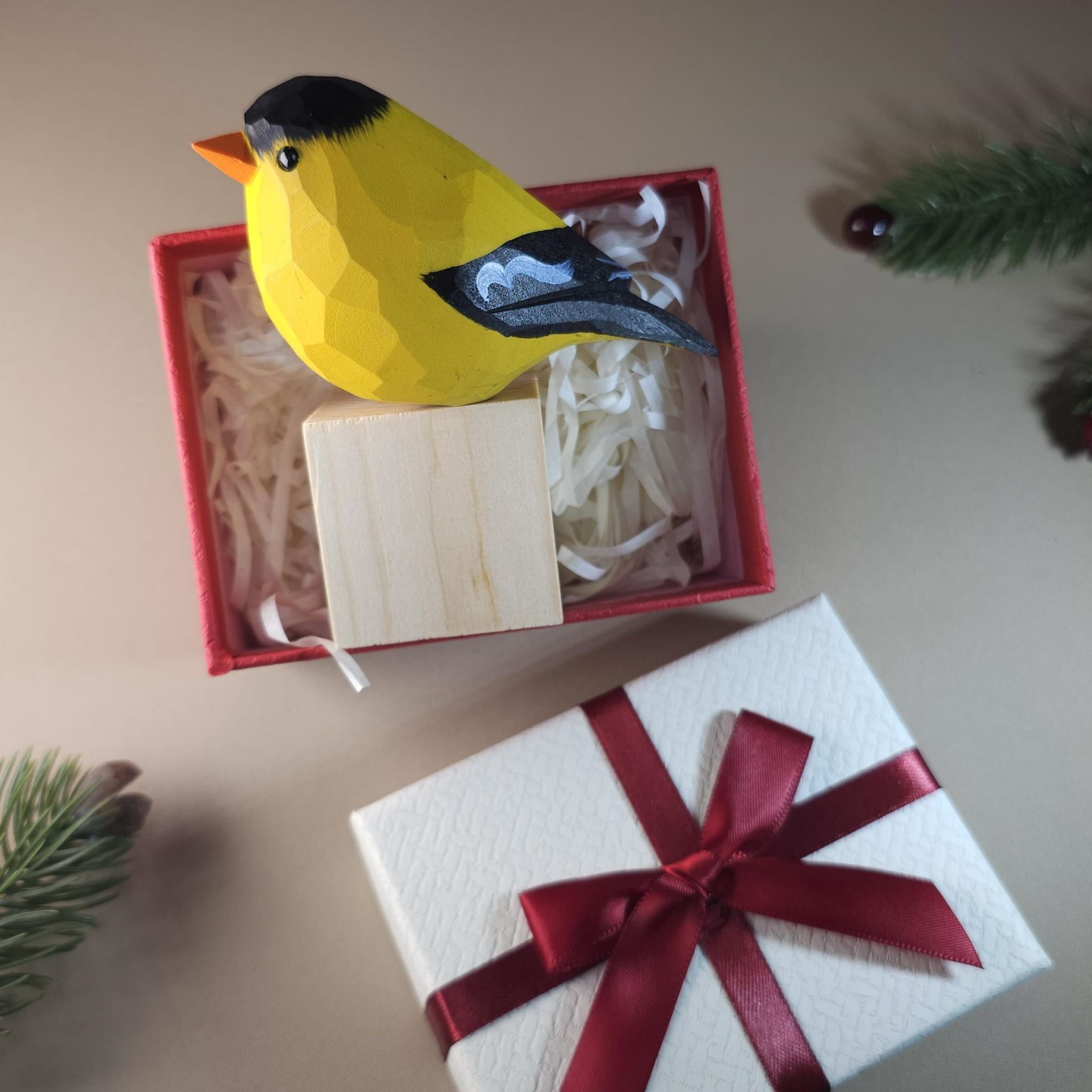 Bird Figurine comes with wooden stand and gift box packaging