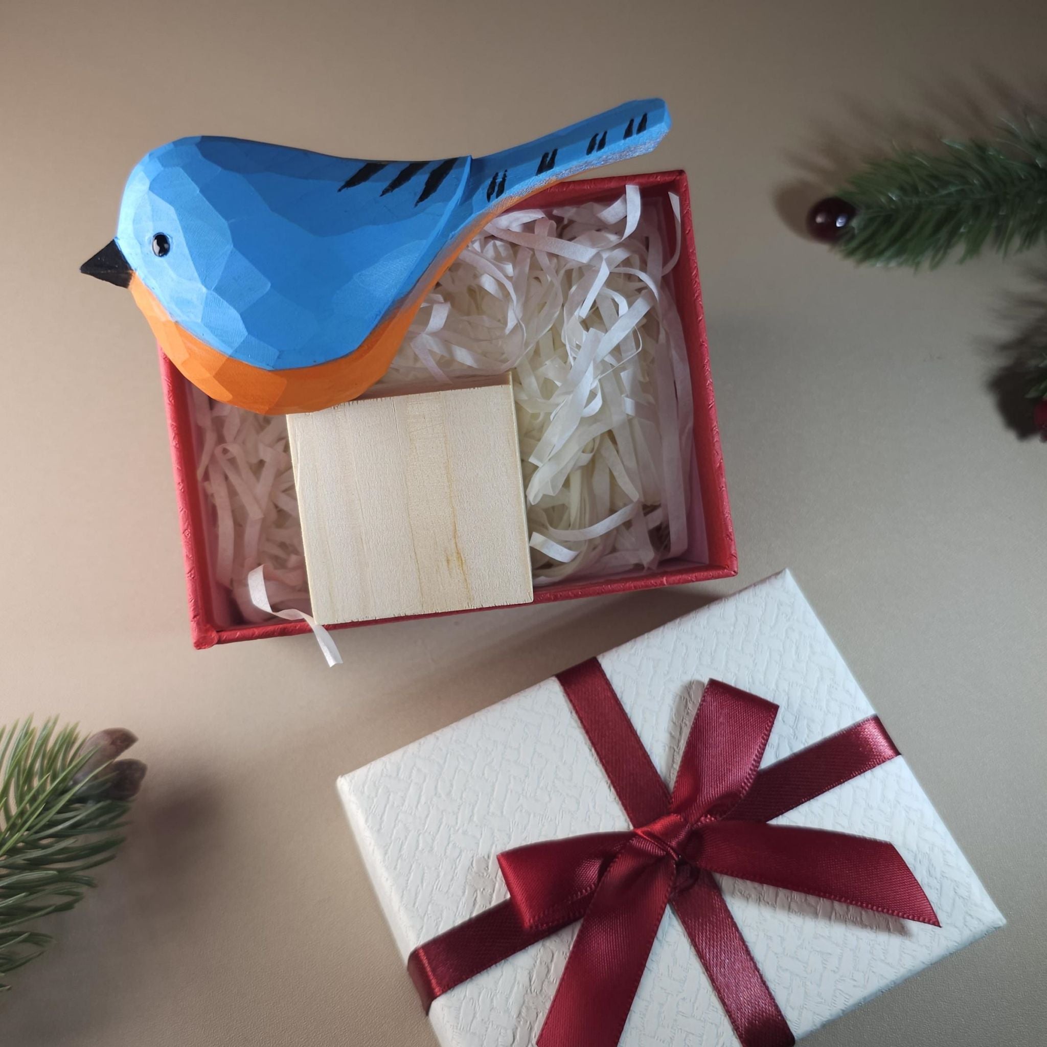 Bird Figurine comes with wooden stand and gift box packaging