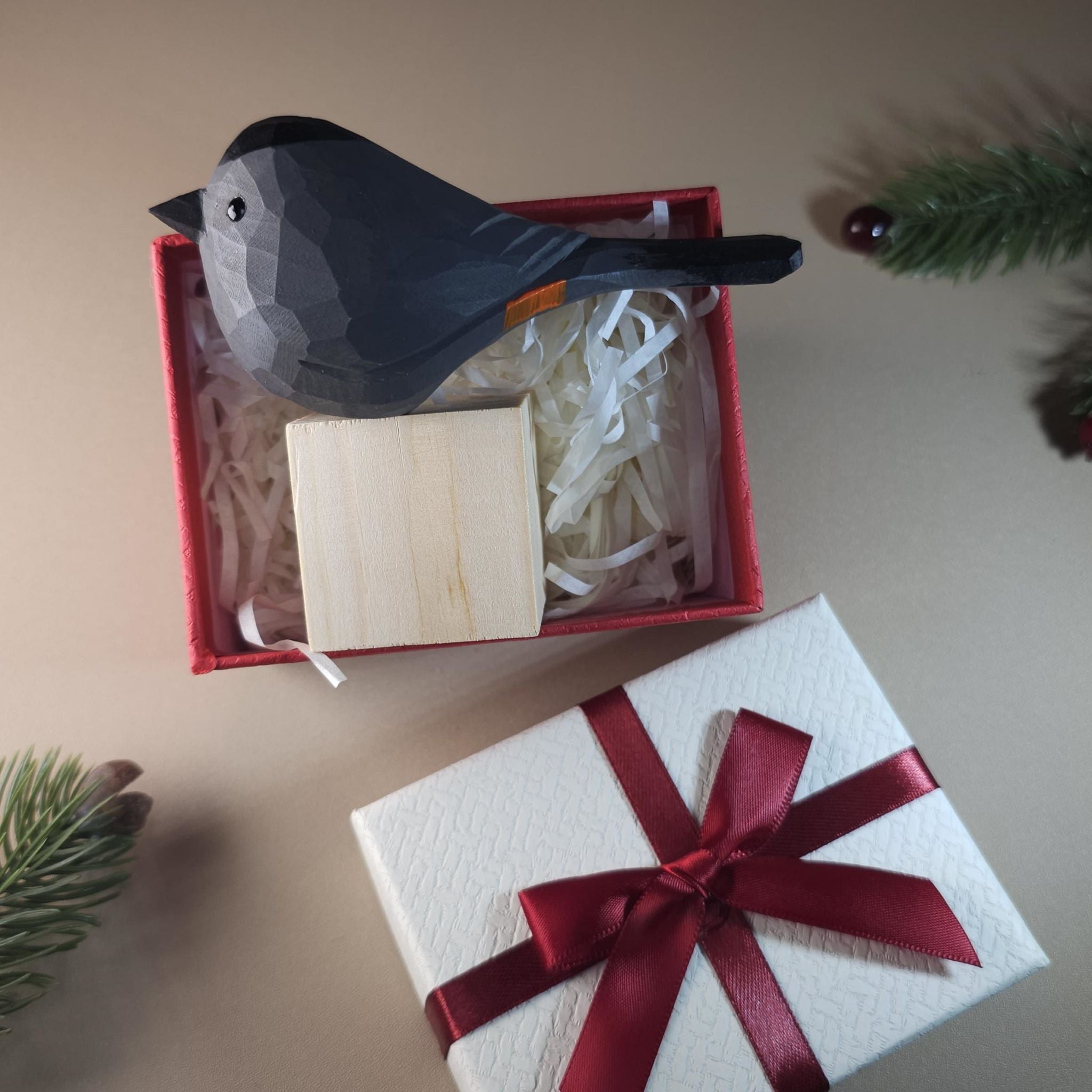 Bird Figurine comes with wooden stand and gift box packaging