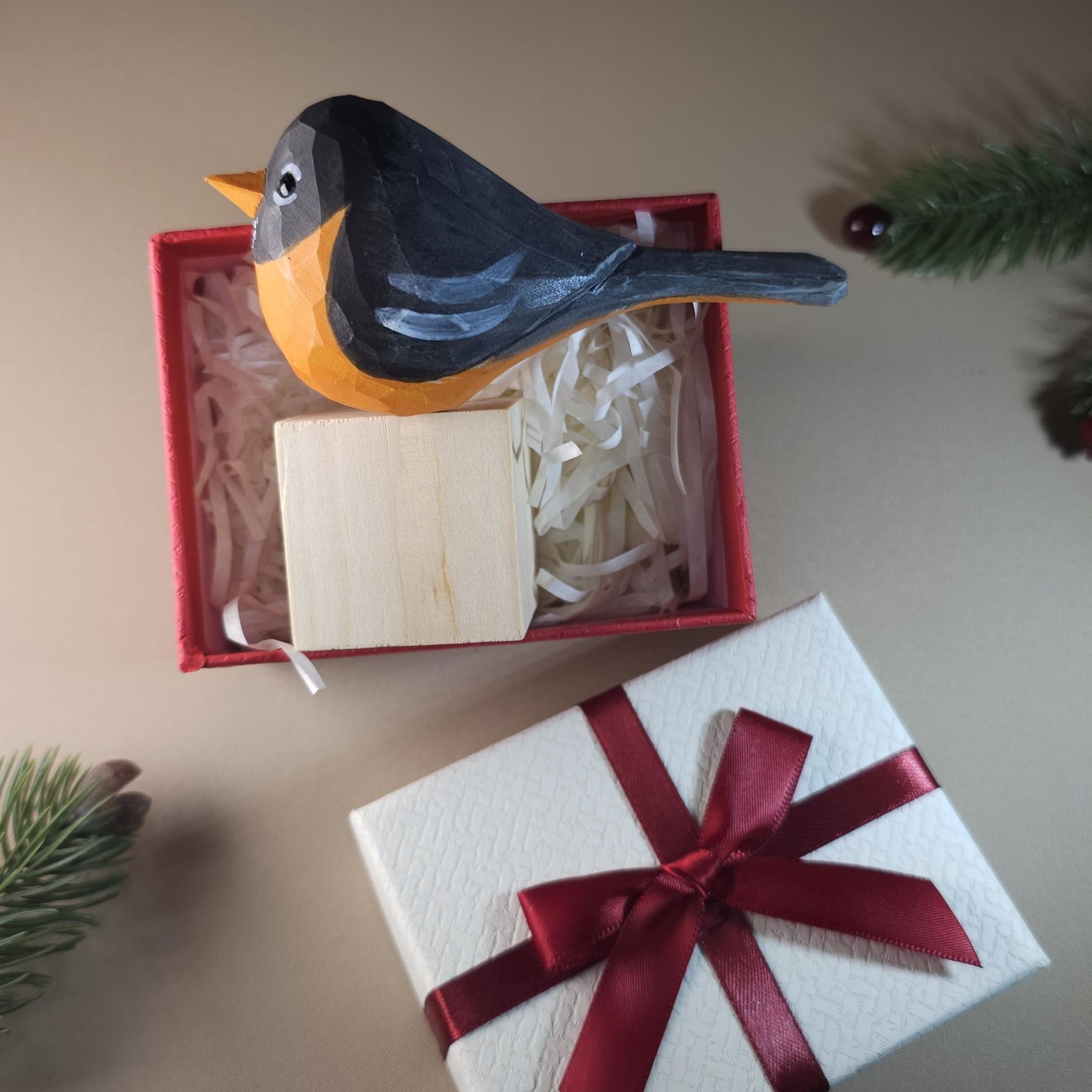 Bird Figurine comes with wooden stand and gift box packaging