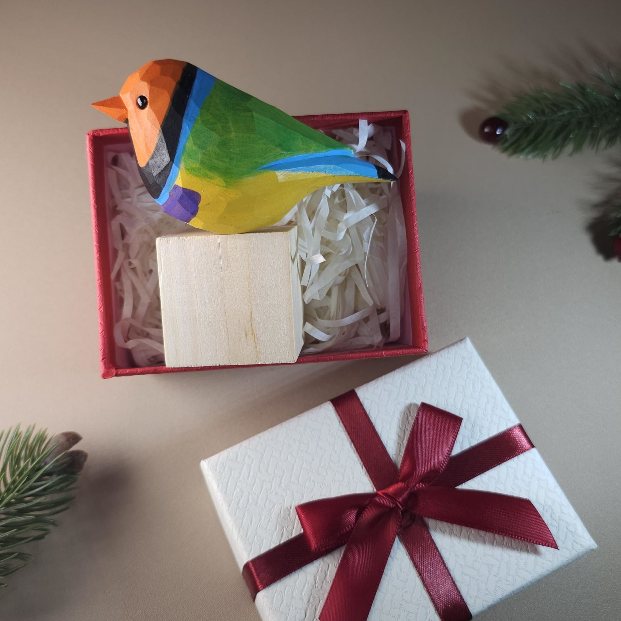 Bird Figurine comes with wooden stand and gift box packaging