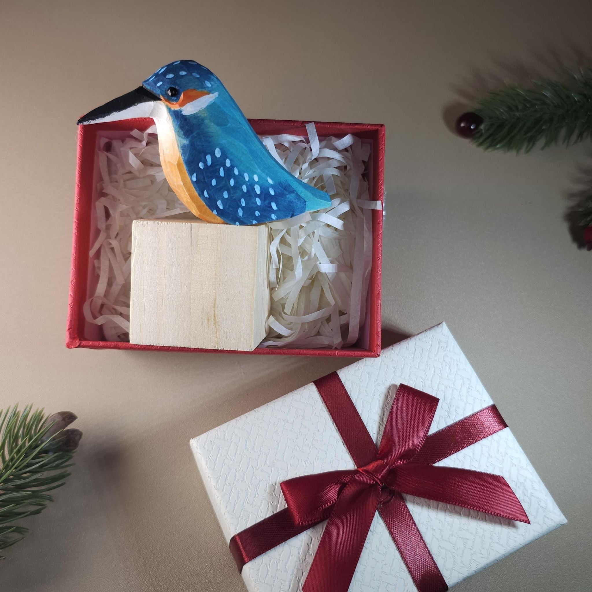 Bird Figurine comes with wooden stand and gift box packaging