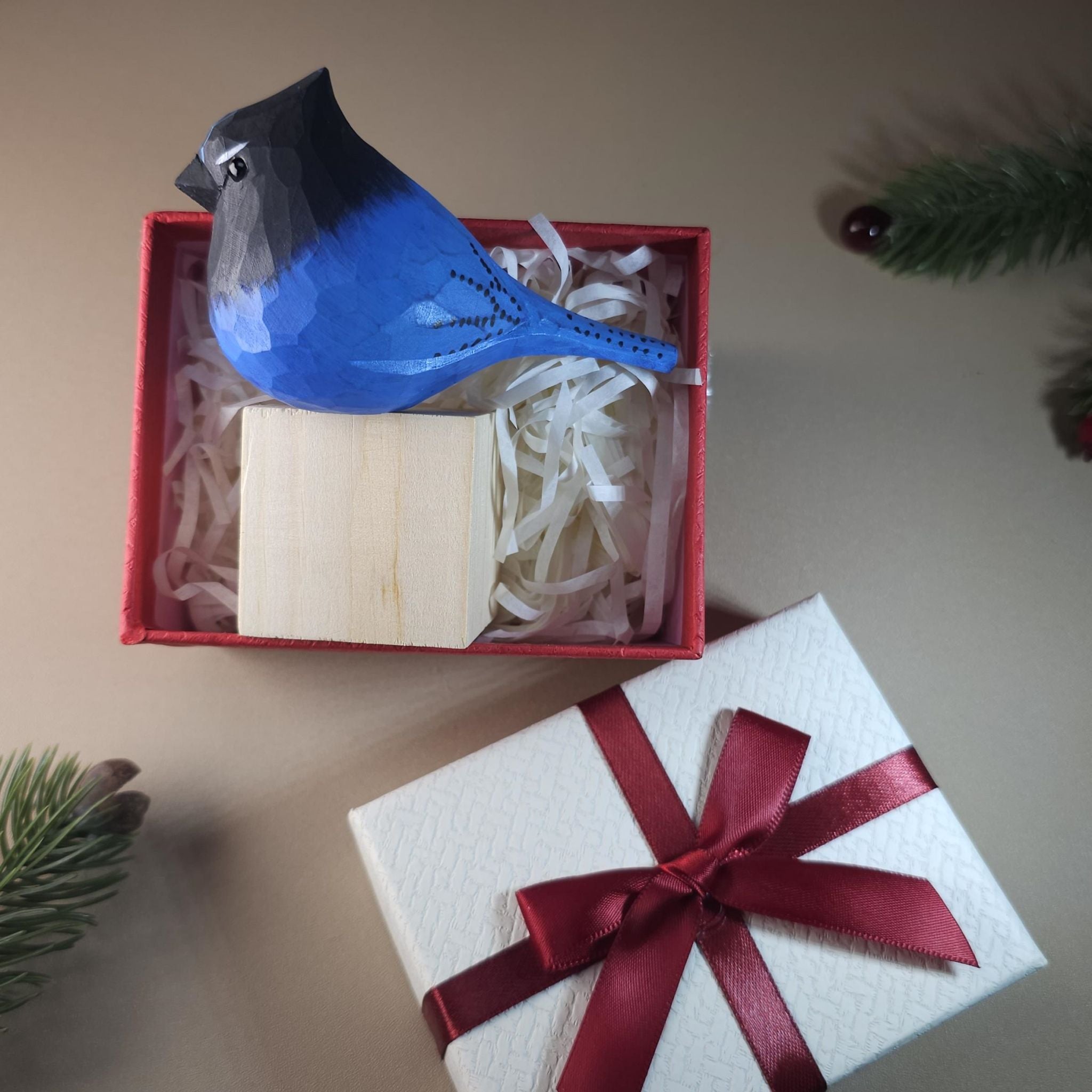 Bird Figurine comes with wooden stand and gift box packaging