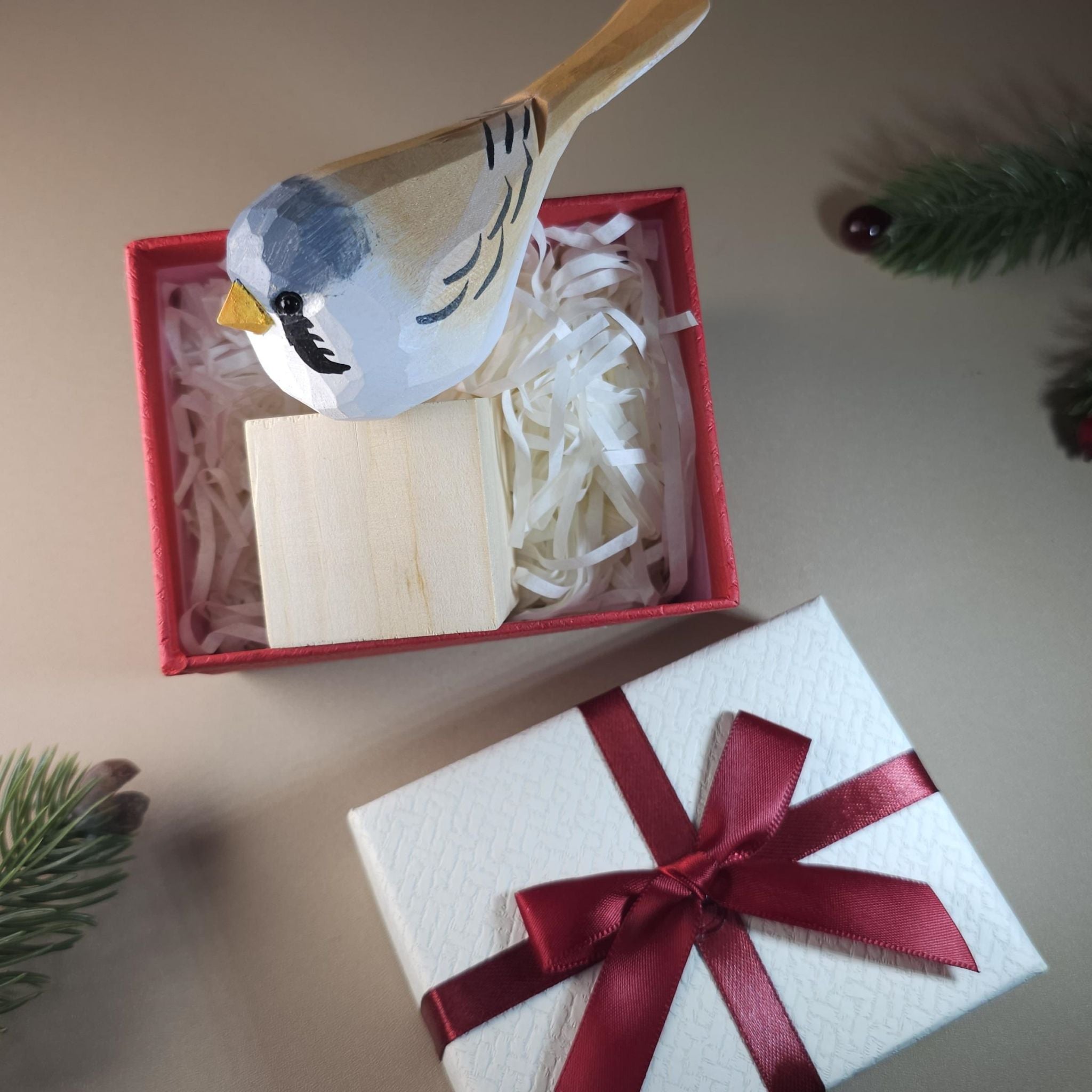 Bird Figurine comes with wooden stand and gift box packaging