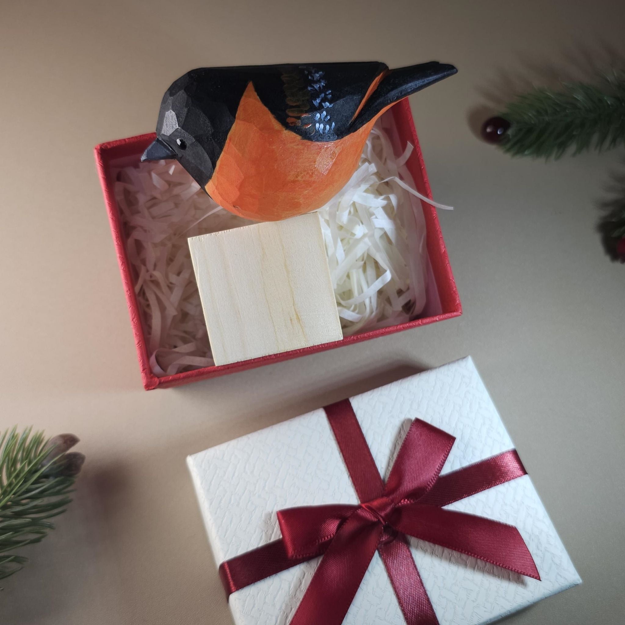 Bird Figurine comes with wooden stand and gift box packaging