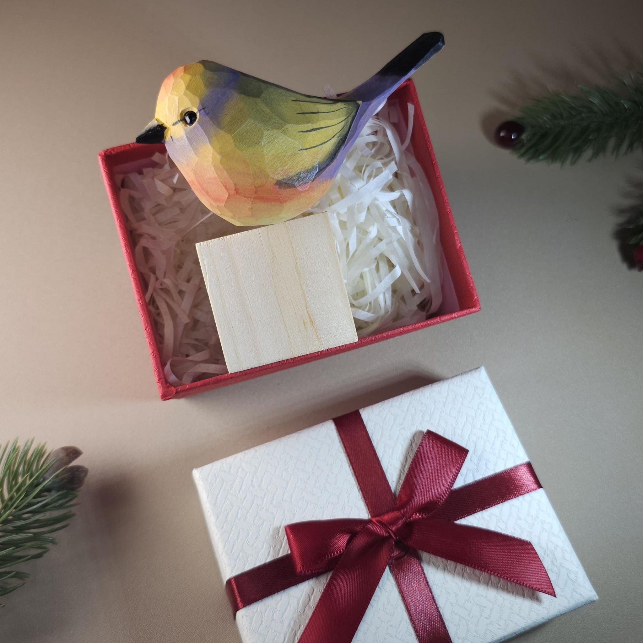 Bird Figurine comes with wooden stand and gift box packaging