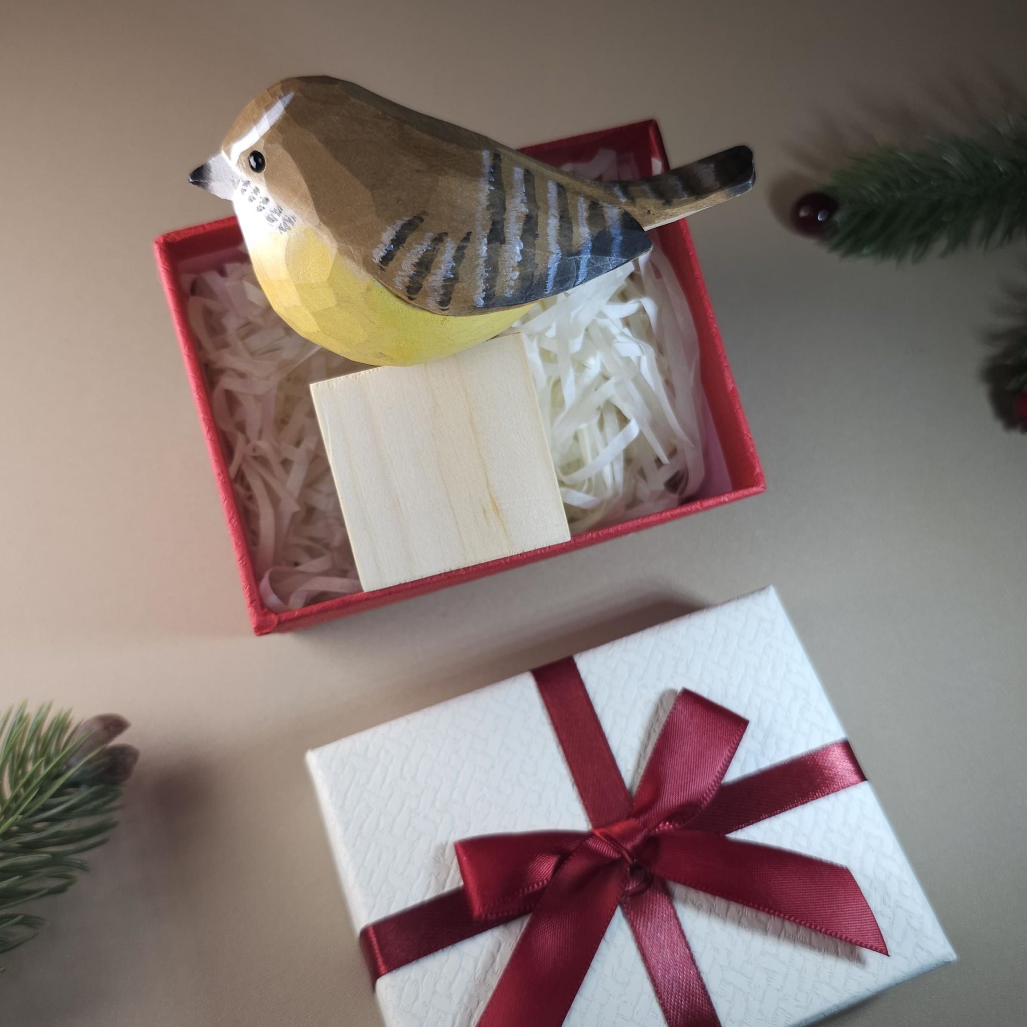 Bird Figurine comes with wooden stand and gift box packaging