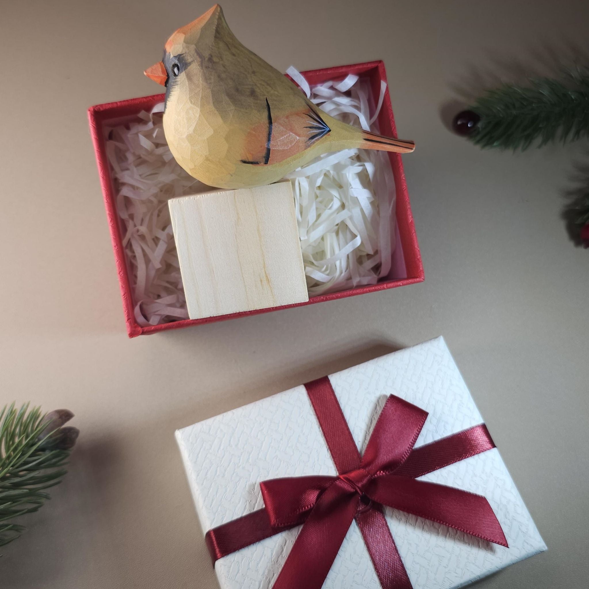 Bird Figurine comes with wooden stand and gift box packaging