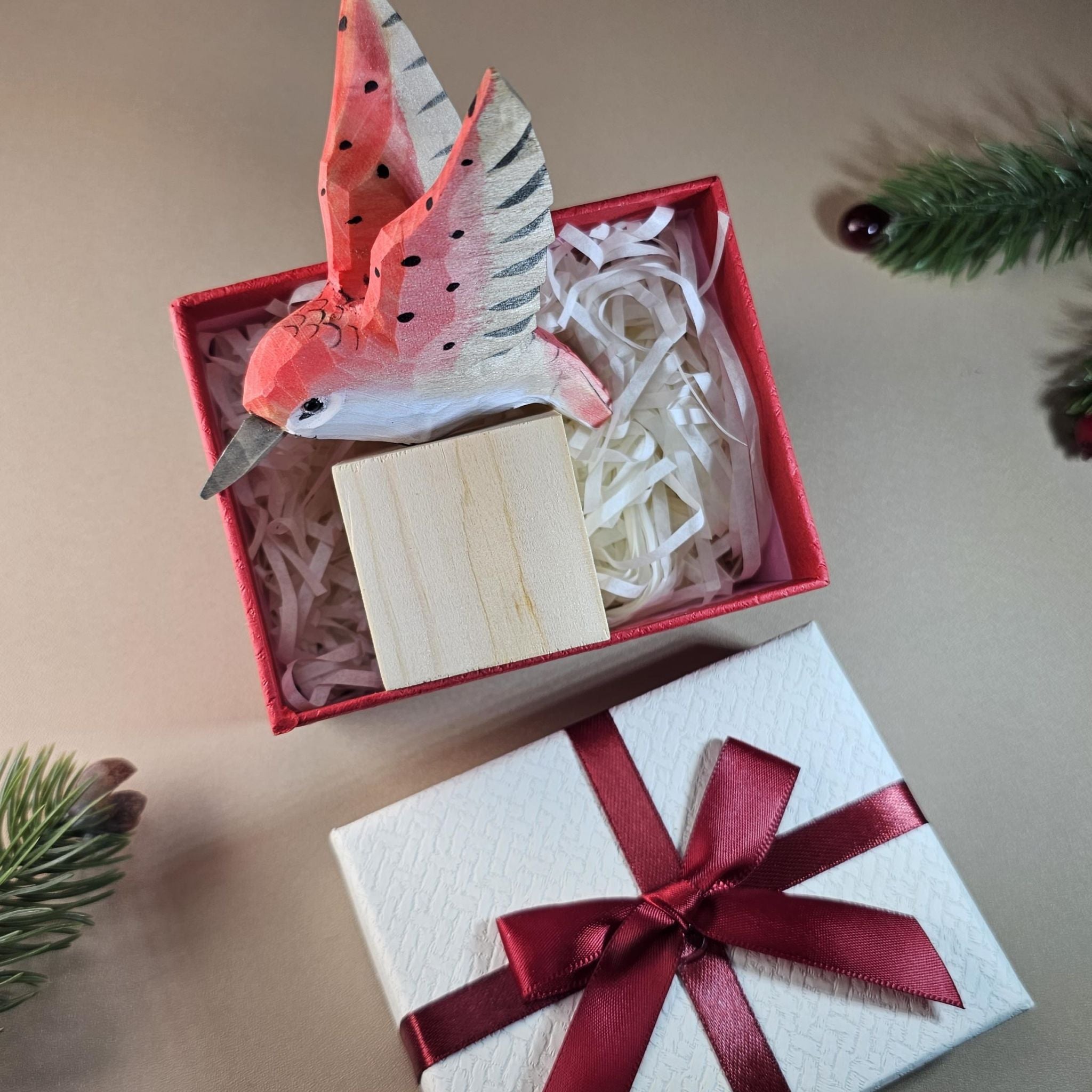 Bird Figurine comes with wooden stand and gift box packaging