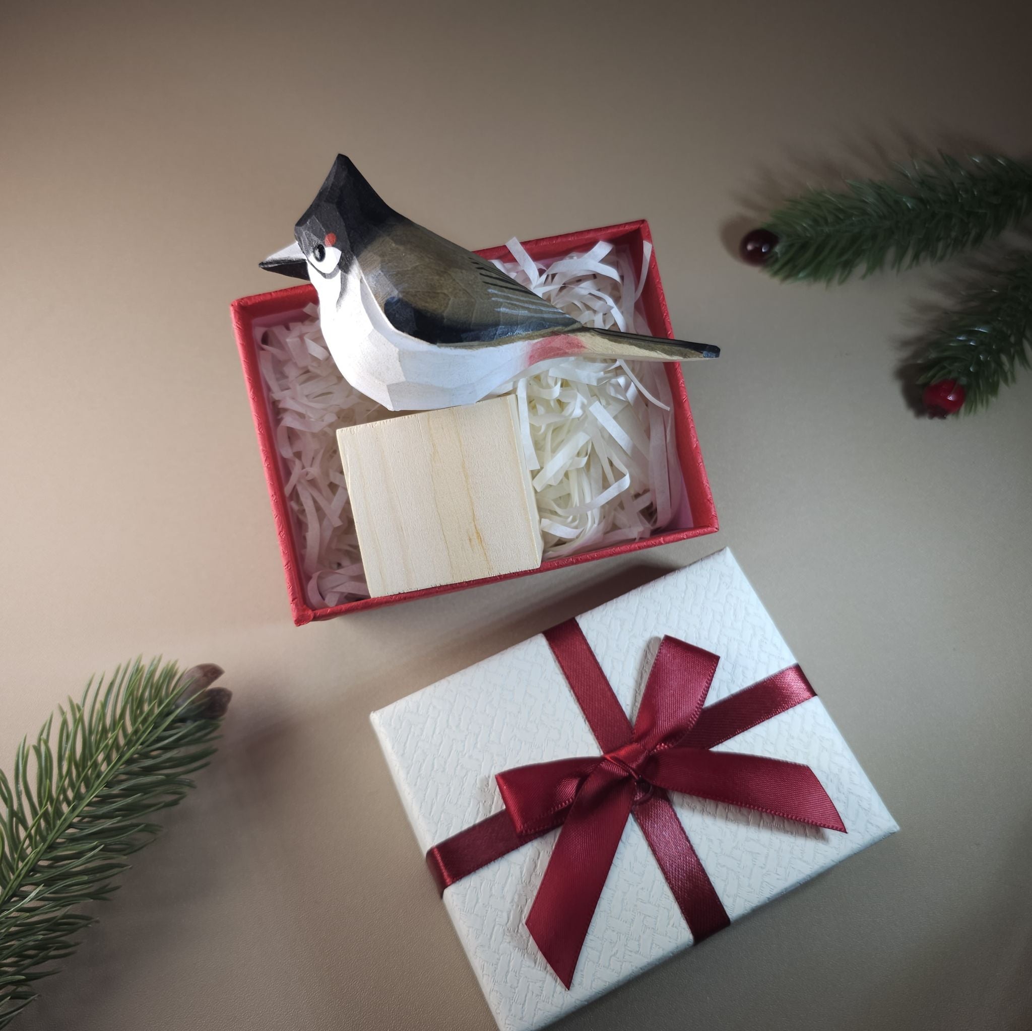 Bird Figurine comes with wooden stand and gift box packaging