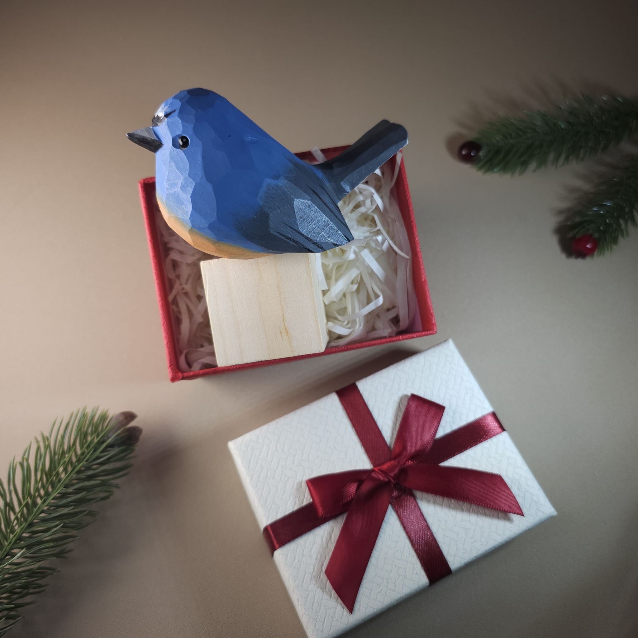 Bird Figurine comes with wooden stand and gift box packaging