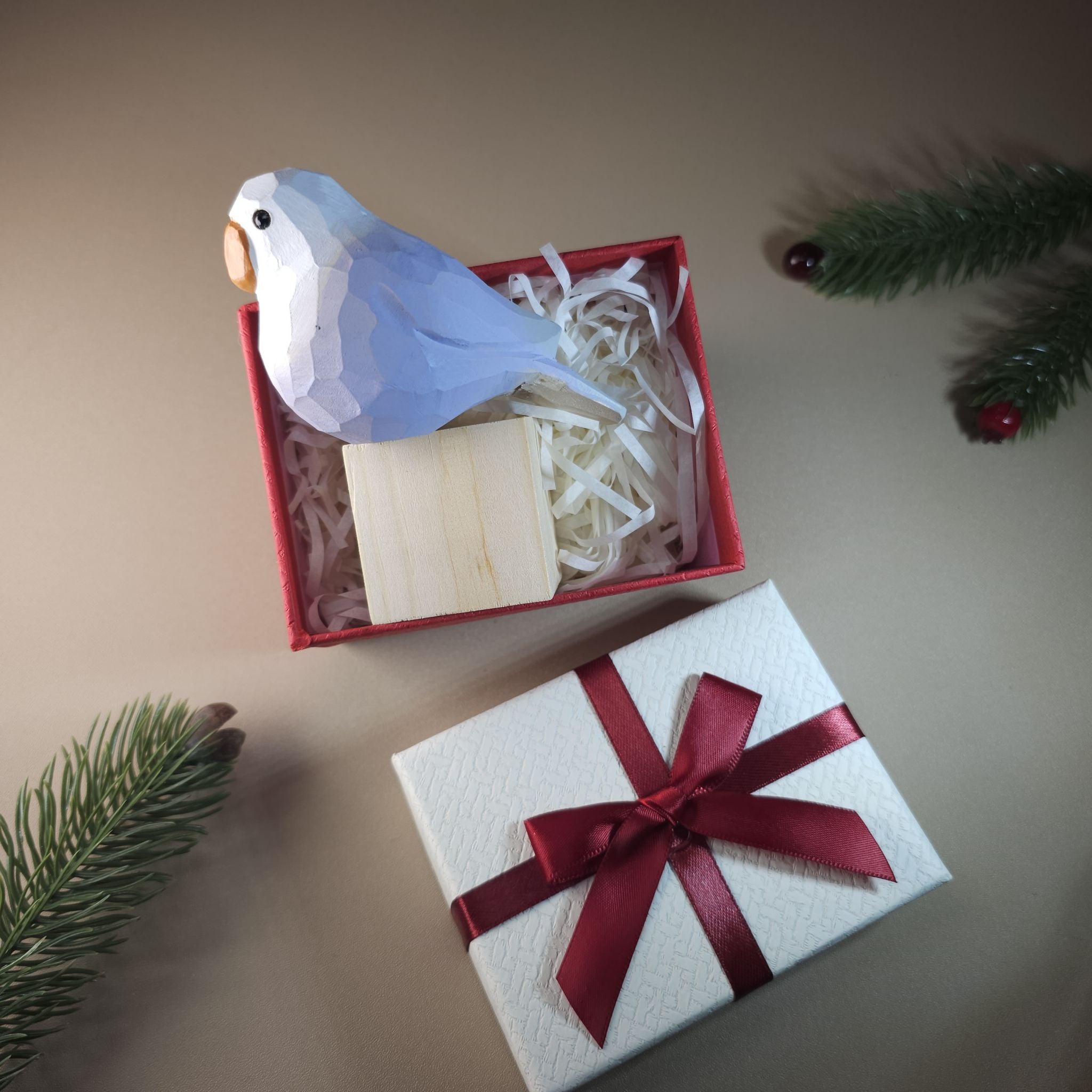 Bird Figurine comes with wooden stand and gift box packaging